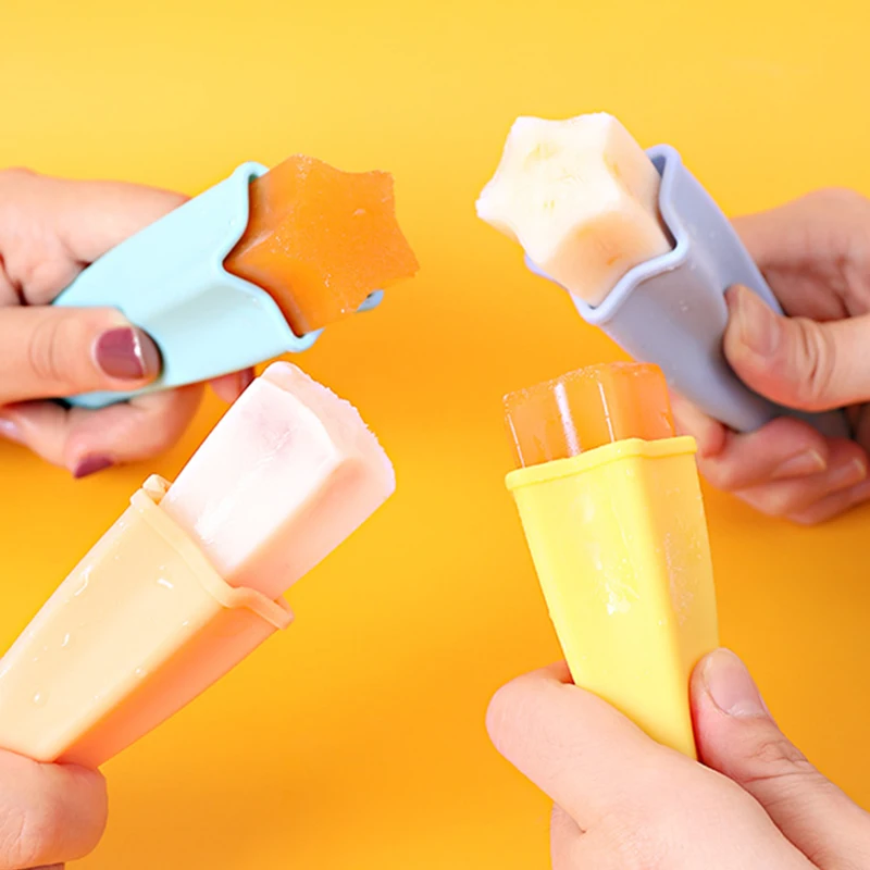 4 Pcs Star-shape Silicone Popsicle Mold Forms for Ice Cream Pop Maker Molds  Cube Lolly Mould Reusable Kitchen Tools Molds