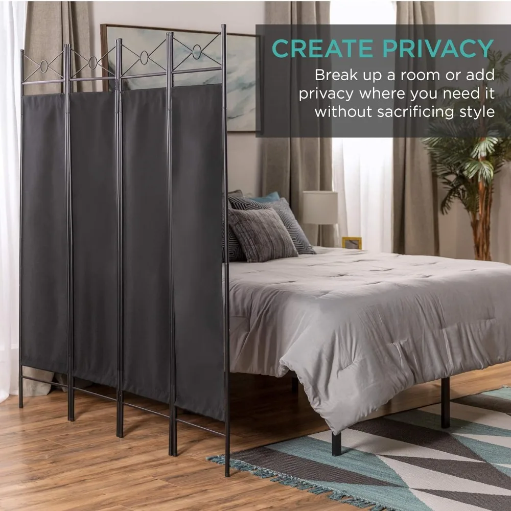 6ft 4-Panel Folding Privacy Screen Room Divider Multipurpose Decoration Accent for Bedroom, Bathroom, Office, Salon