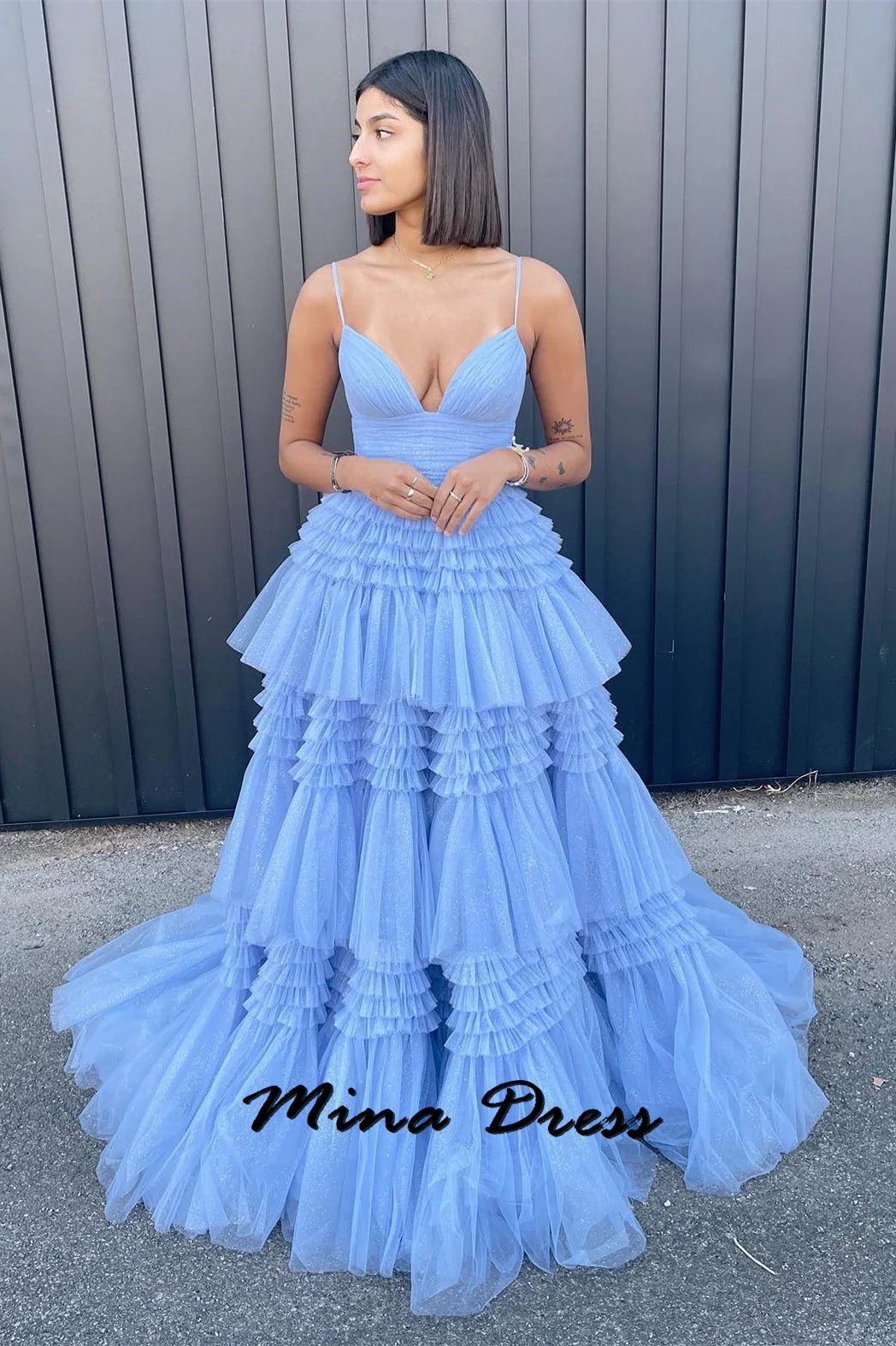 Mina Stacked Evening Gown Sleeveless Elegant Party Dresses 2024 for Wedding Dress Off the Shoulder Lace Embroidery Ball Gowns