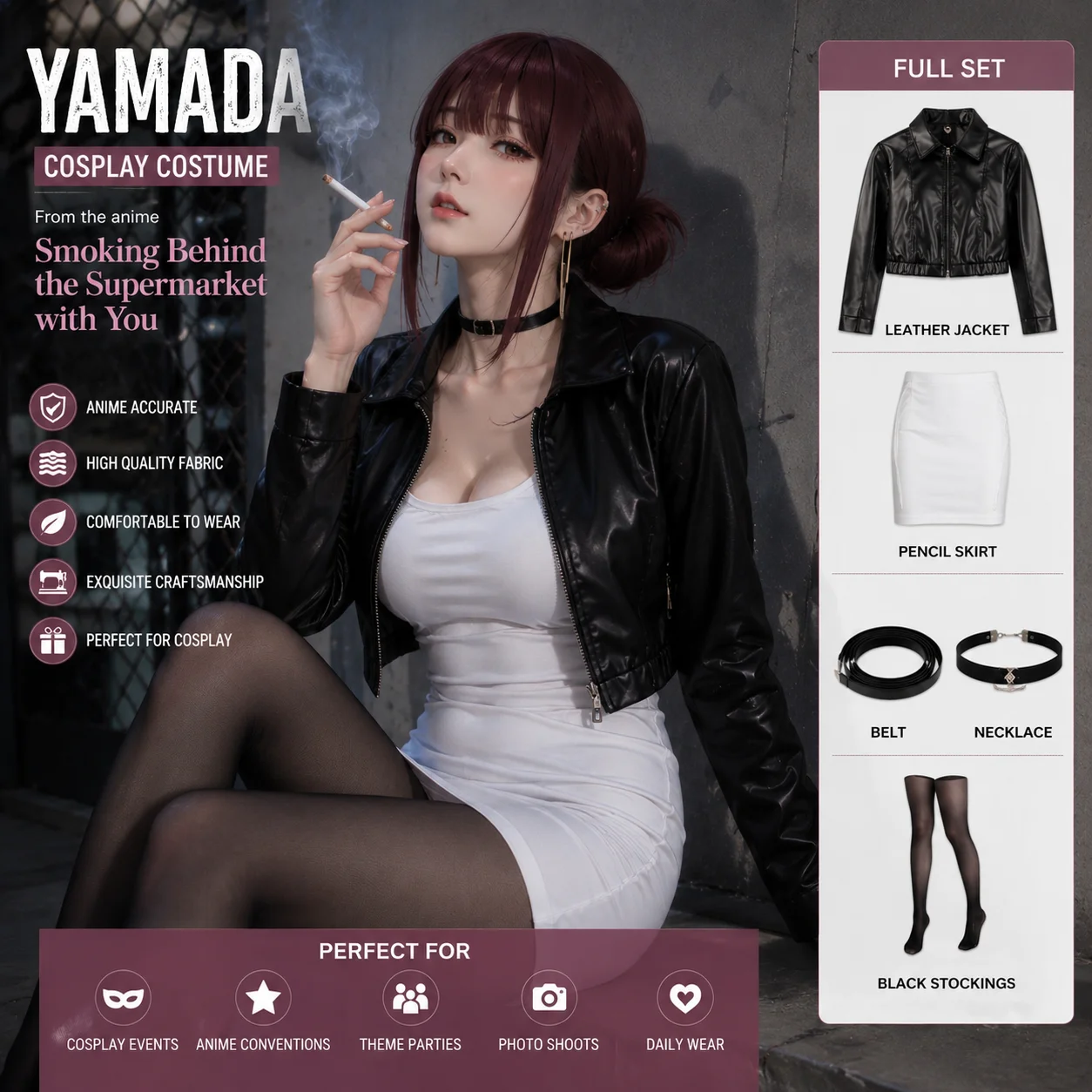 Smoking Behind the Supermarket with You Tayama Cosplay Costumes Yamada Comic Con Role Play Cosplay Costumes Halloween uniforms