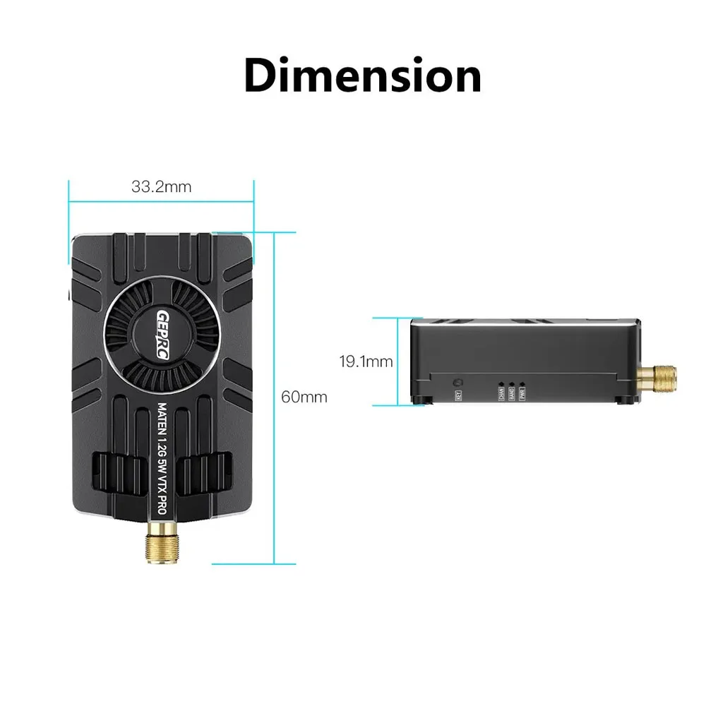 GEPRC MATEN 1.2G 5W (5000mW) VTX Pro FPV-zender, IRC-vampprotocol – voor langeafstandsquadcopter en freestyle drone DIY