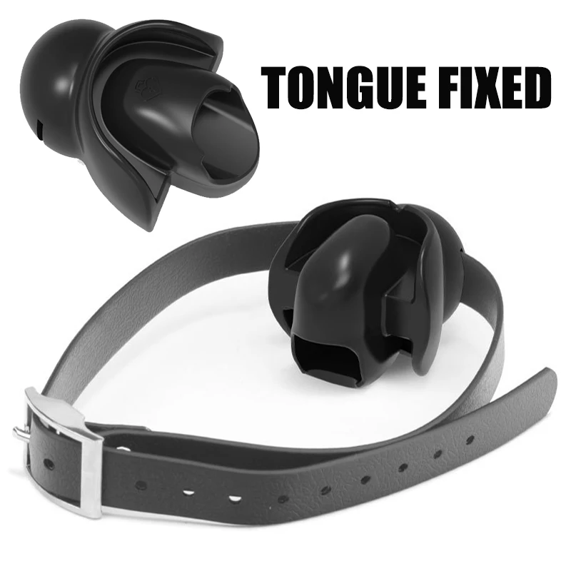 PU Leather Tongue Fixed Open Mouth Gag BDSM Bondage Slave Flirting Restraint Erotic Sex Toy for Couples Adult Game