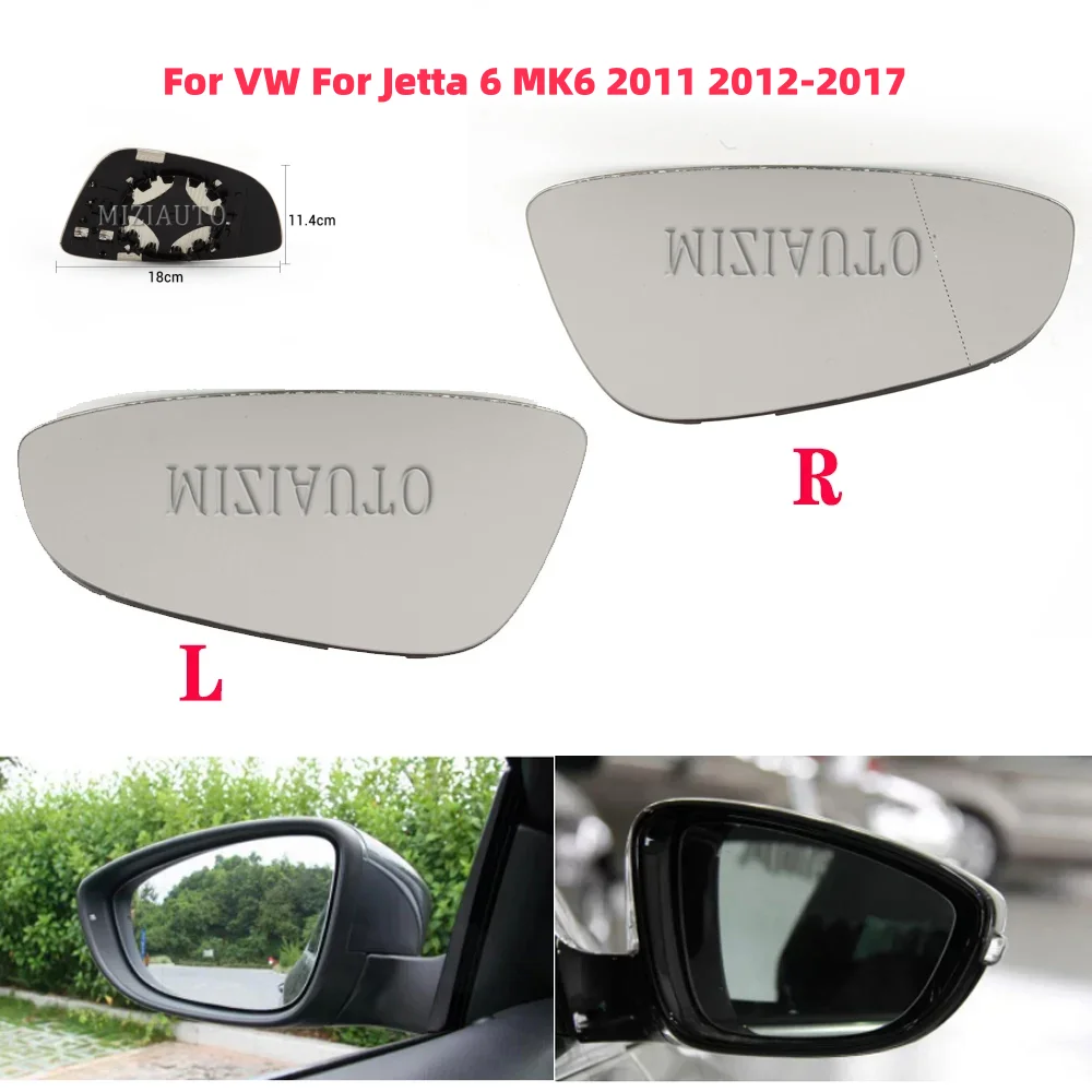 Left Right Side Mirror Glass For VW For Jetta 6 MK6 2011 2012-2017 Door Wing Heated Rearview Mirror Lens cars accessories