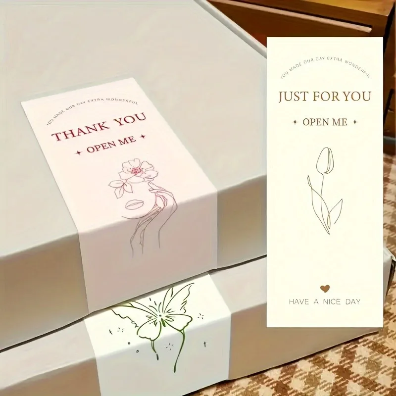 

15×6cm Self Adhesive Thank You Stickers Waterproof Labels for Baking Package Gift Box Wedding Party Favors Envelope Decor