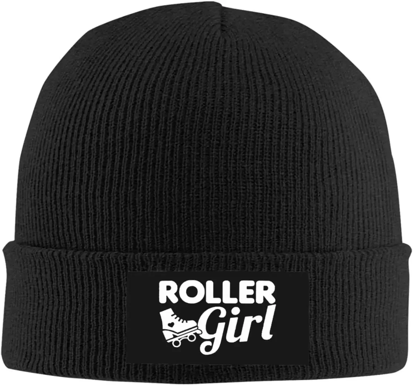 Roller Skate Girl Knitted Hat Unisex Winter Warm   Black