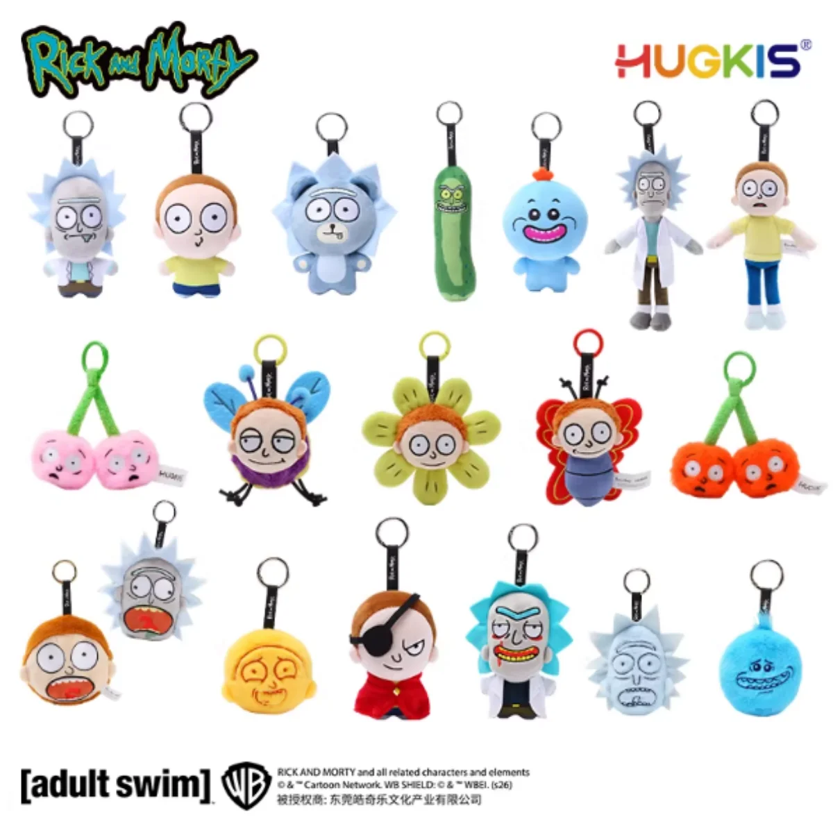 HUGKIS Llavero de peluche de la serie Rick y Morty Monochrome Universe, colgante de Mr. Meeseeks, bonito adorno para mochila, regalo para fans del anime