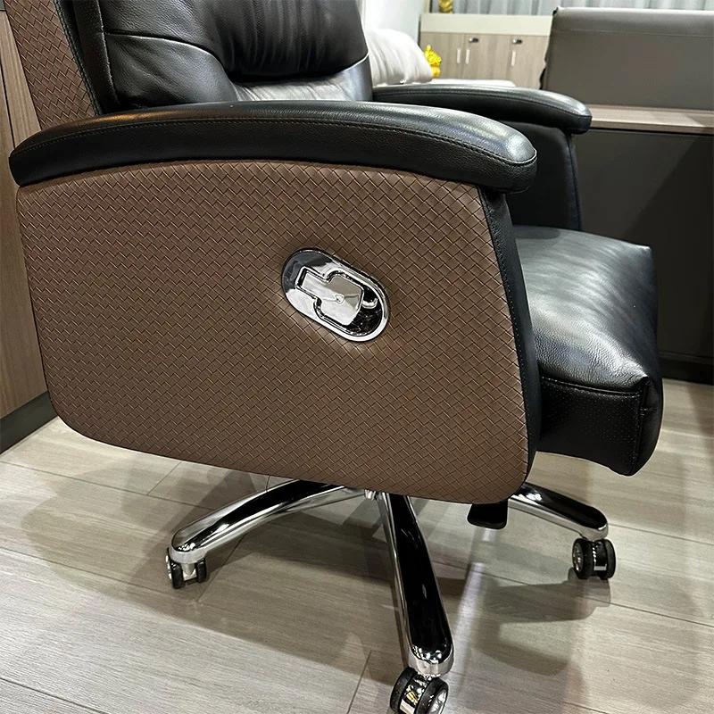 كرسي رئيس دوار للكمبيوتر المنزلي لاستراحة الغداء، كرسي مكتب كبير من الجلد مريح للأعمال #4