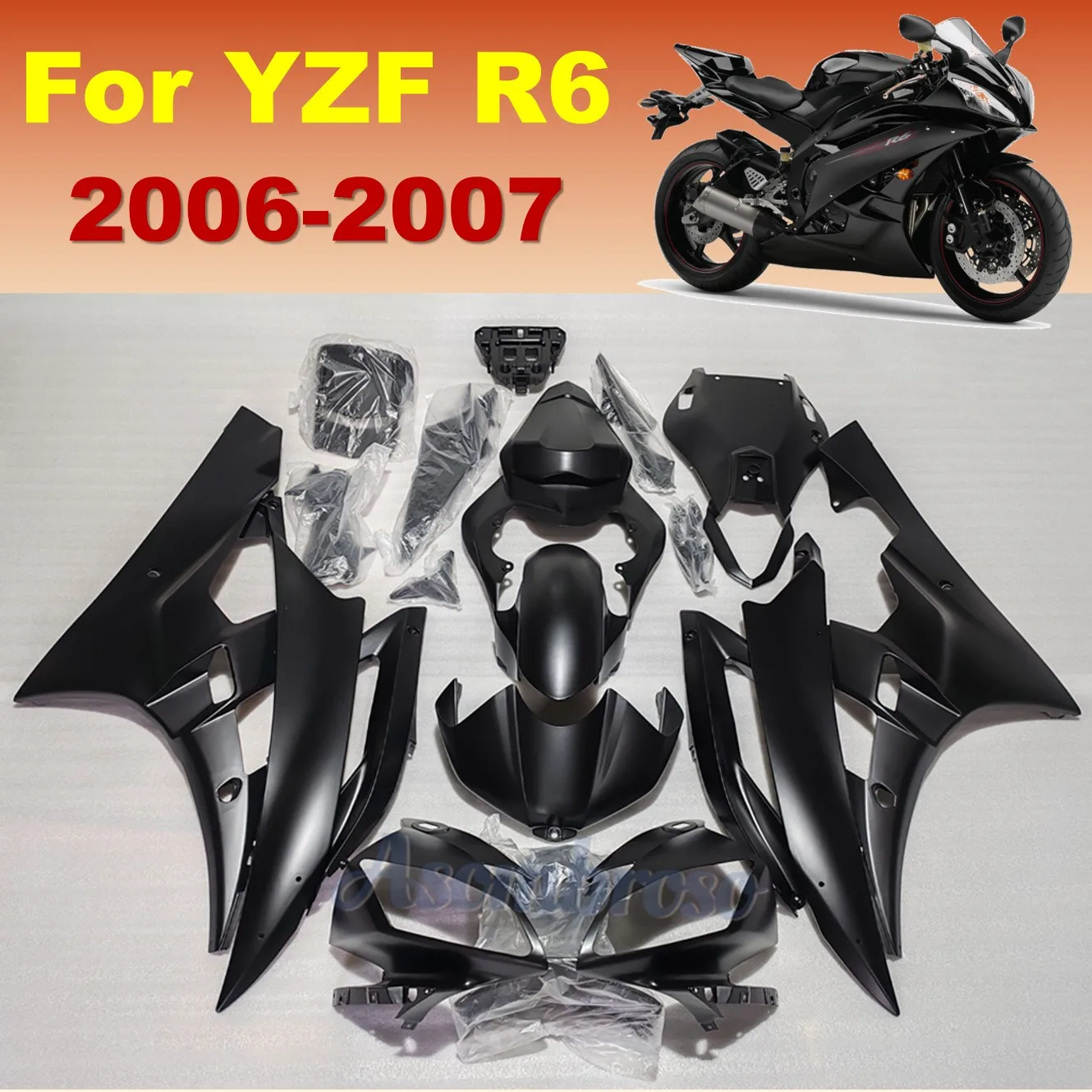 

For YAMAHA R6 2006 2007 Motorcycle Fairings Kit ABS Injection Molded Bodywork Panels | Matte Black