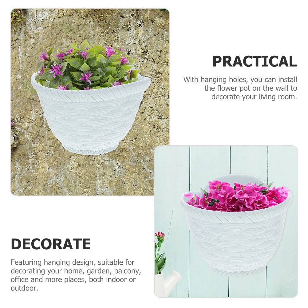 

Sturdy Plastic Hanging Flower Pot Wall Planter for Balcony Garden Durable Lightweight Planter Basket Wall-Mounted