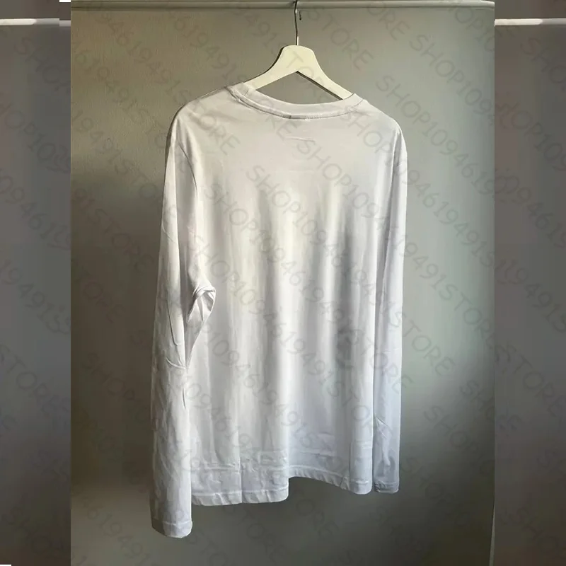 American style simple daily versatile women's white printed long sleeved T-shirt base shirt simple daily versatile image 2