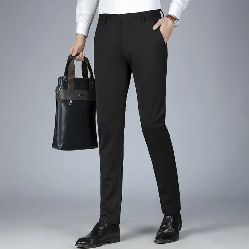 MRMT 2024 Brand New Men's Thick Velvet Men's Trousers Stretch Business Casual Pants Men's Straight Leg Trousers Long Pants