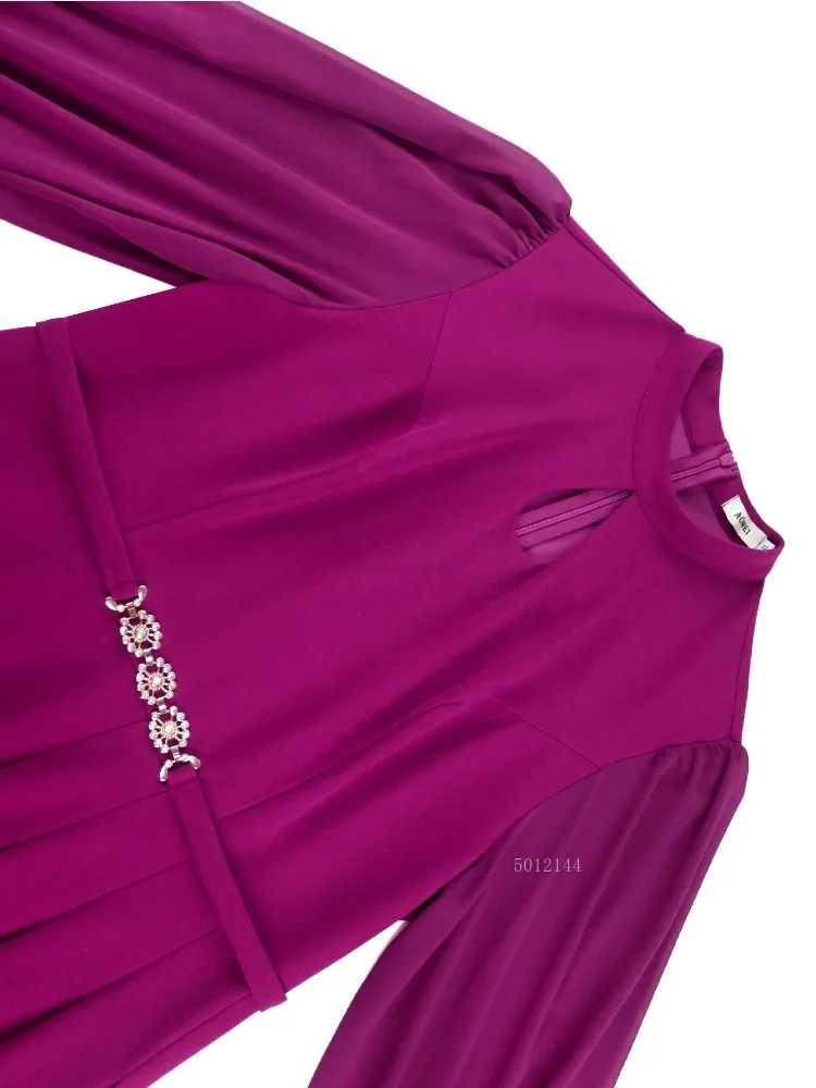 Elegantes Midi-Partykleid für Damen, halbhoher Kragen, Ausschnitt, durchsichtige Laternenärmel, plissiert, Diamant-Taille, edles Abend- und Urlaubsoutfit