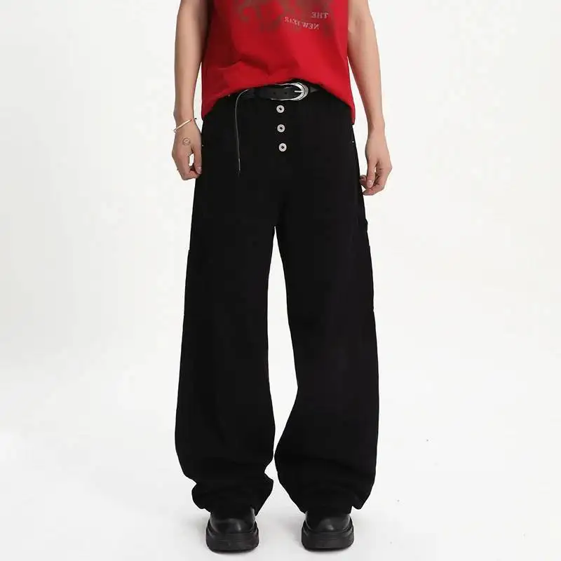 LUZHEN Trousers 2026 New Solid Color Single Buttoned Straight Men's Fashion Original High Quality Handsome Casual Pants JY8570