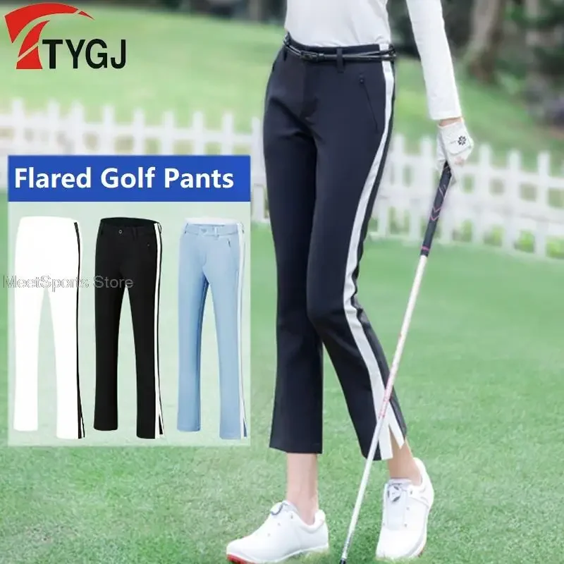 

Golf Pants For Women Autumn Spring Golfer Clothing Sports Trousers Ladies Slim Flared Golf Pants Striped Split Casual Sweatpants