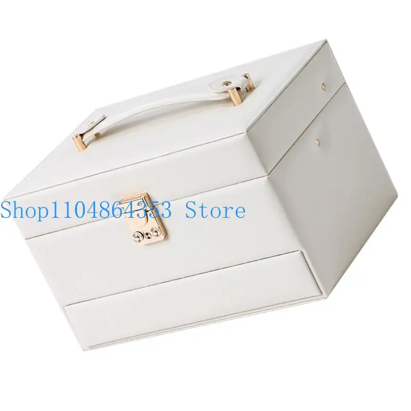 652F Schmuck-Organizer aus Leder, automatische Öffnungssysteme, Aufbewahrungskoffer mit 3 Fächern – Detail 2