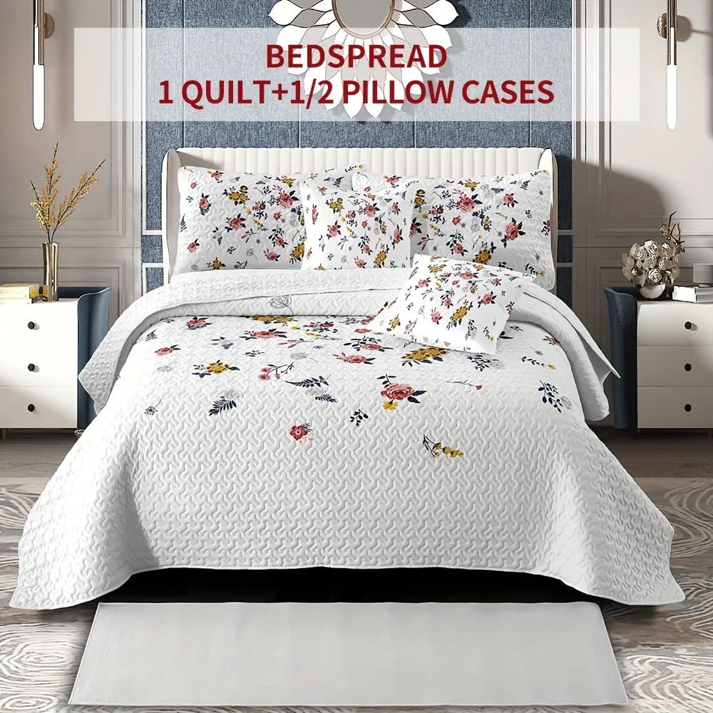 A 2/3pcs Quilted Bedspread Set, Including 1 Bedspread And 1/2 Pillowcases. Soft, Breathable, And Comfortable Bedding. Suitable f