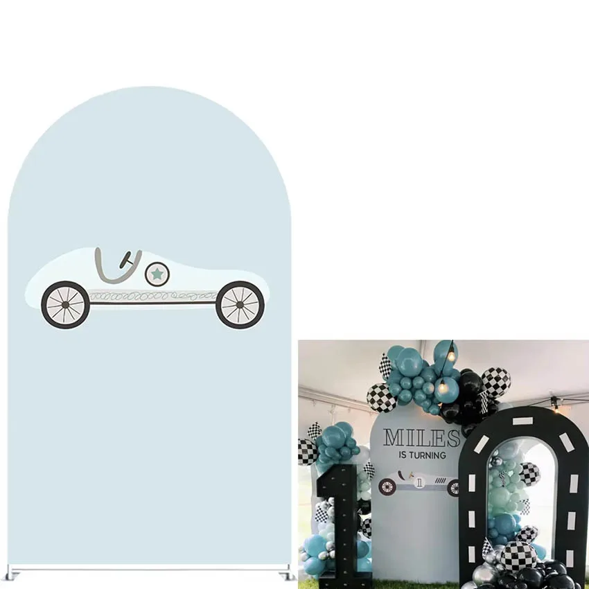 Mehofond на заказ, 2-сторонний гоночный автомобиль, гоночный автомобиль для мальчиков, день рождения, чехлы для детского душа, арка Chiara, настенный фон, декор, фон