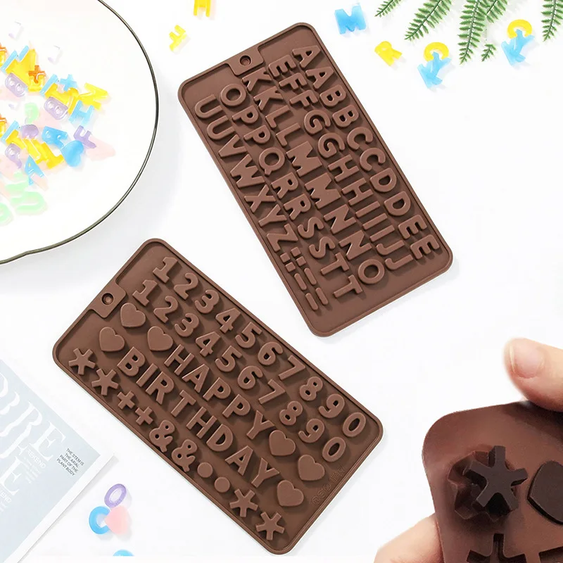 

2pcs Numbers with Letter Chocolate Silicone Mold DIY Fondant Cake Decoration Chocolate Baking Moulds Reusable