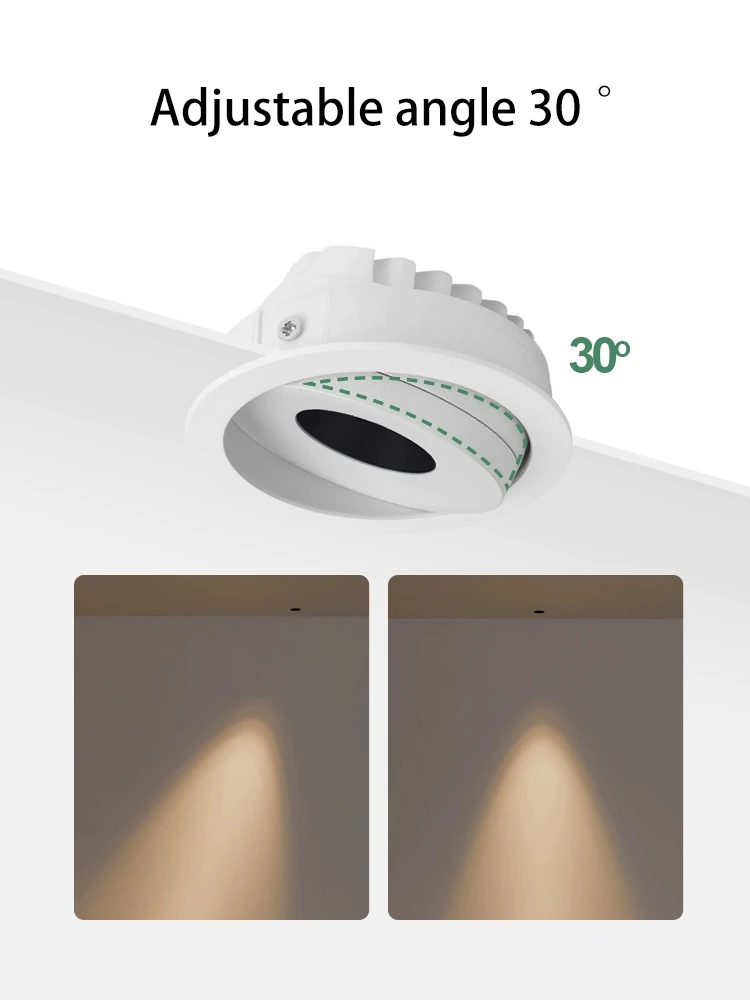 Led Spot Light Small Hole COB Spotlights Recessed Thin Slim Ceiling Lamp Anti Glare Adjustable Angle 3W 5W 7W 10W 75mm Home Foco