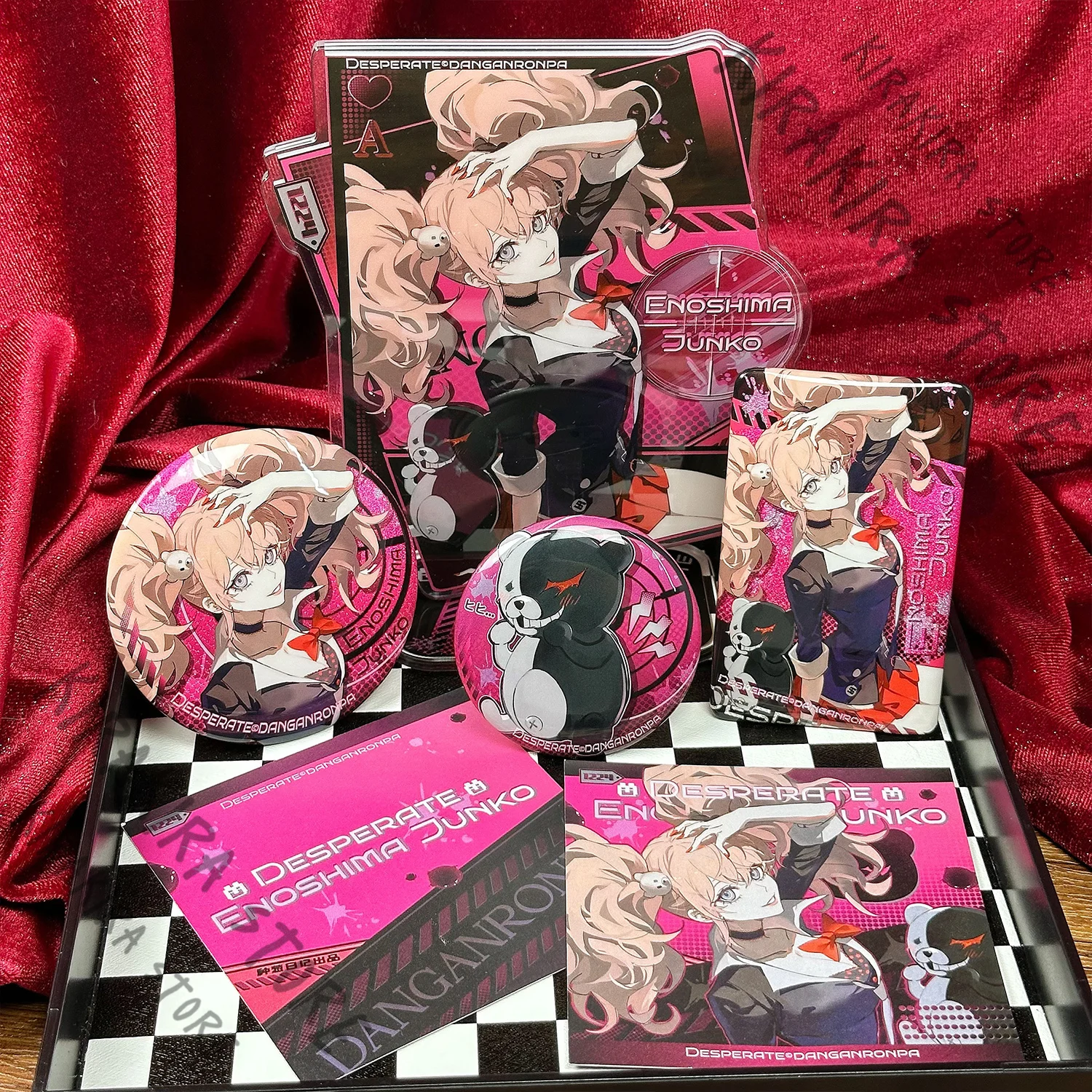 

Danganronpa Enoshima Junko Monokuma Badge Emblem Badges Acrylic Standing Plate Grating Card Cosplay Colorful Accessory Otaku