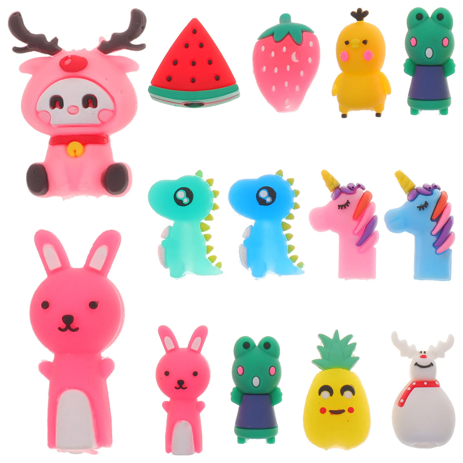 30Pcs Silicone Cartoon Pencil Caps Adorable Small Flexible Protective Covers Pencil Extenders Stationery Supplies