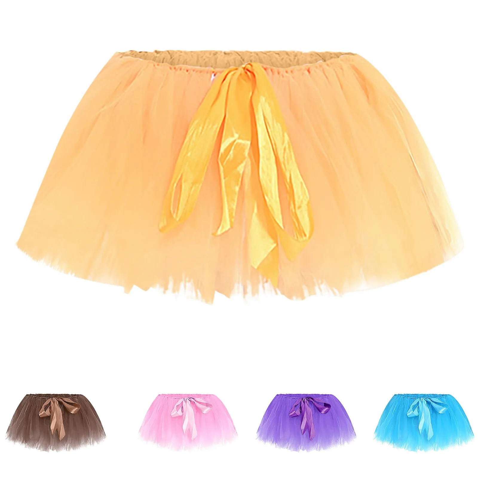 Women's 3 Layer Carnival Fashion Elastic Ballet Dancewear Multicolor Mesh Tutus Mini Skirt For Party Dance Tulle Tutu Puff Skirt