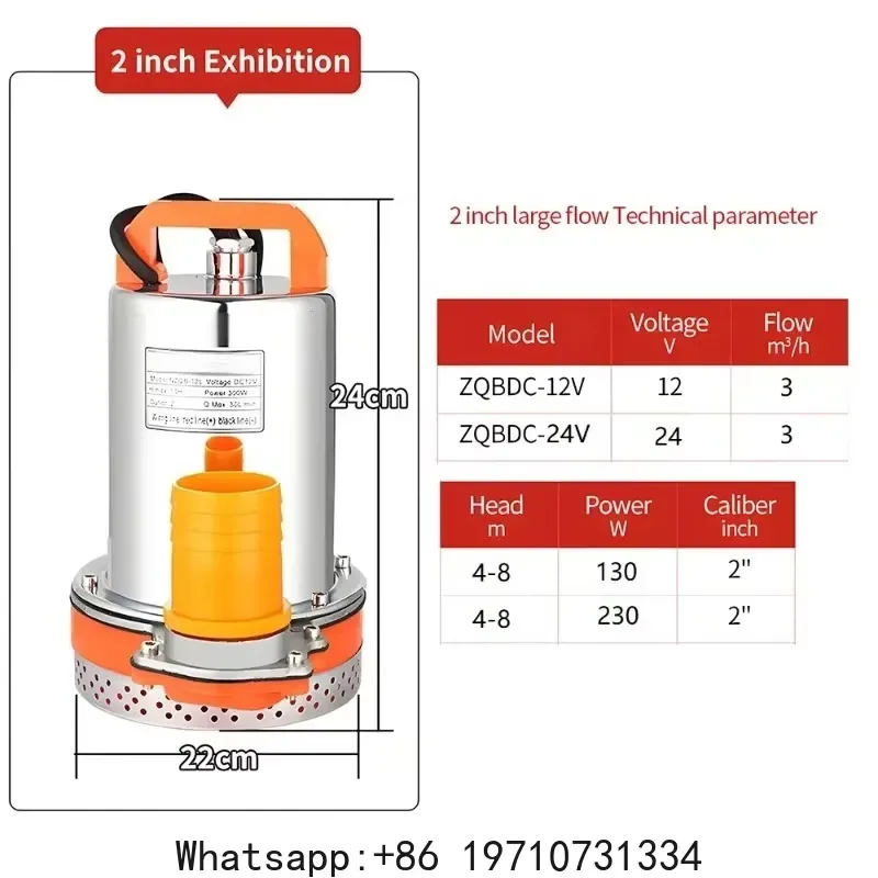 for 12V 24V DC Submersible Pump 2 Inch High Head Flow Solar Powered Irrigation System for Home Vegetable Garden Watering