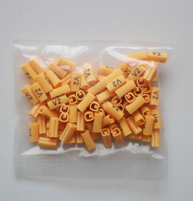 100/600PCS PVC Yellow Color Flat Tubing Number U1 V1 W1 U2 V2 W2 Motor Cable Marker  Wire Pipe Printer letter