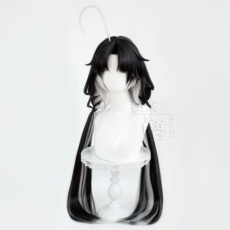 Game Wuthering Waves Jianxin Cosplay Wig Earrings Cleansing Reflections Black White Hair Heat-resistant Fiber Hair Halloween