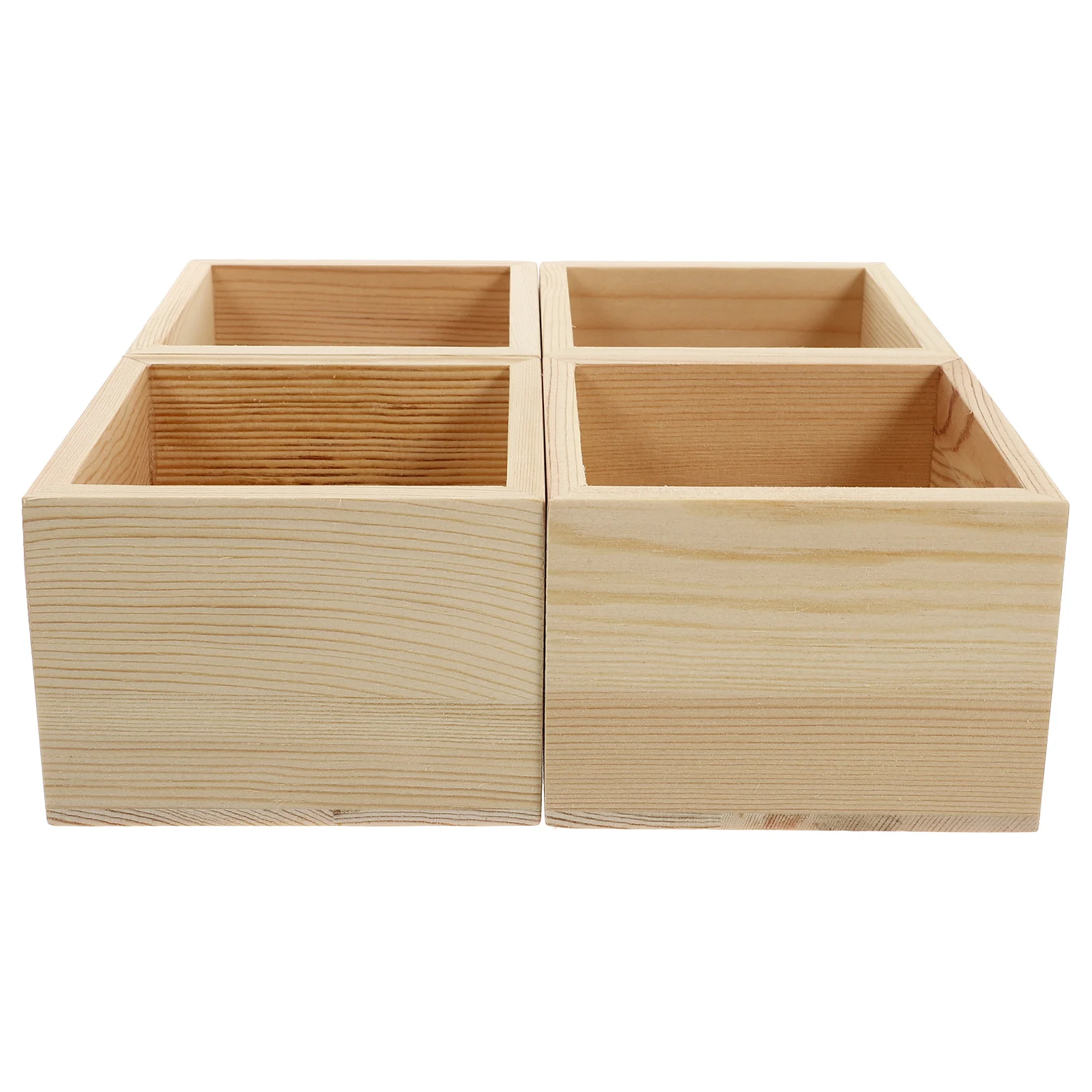 

4Pcs Small Wood Box Exquisitely Crafted Jewelry Storage Organizer Case for Rings Watches Hairpins Brooches DIY Gift Packing Box