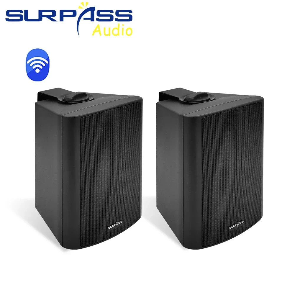 2pc WiFi Wall Mount Speaker Box HiFi Subwoofer Stereo 3D Sound PA System Built In D Class Amplifier Support RJ45 for Home School