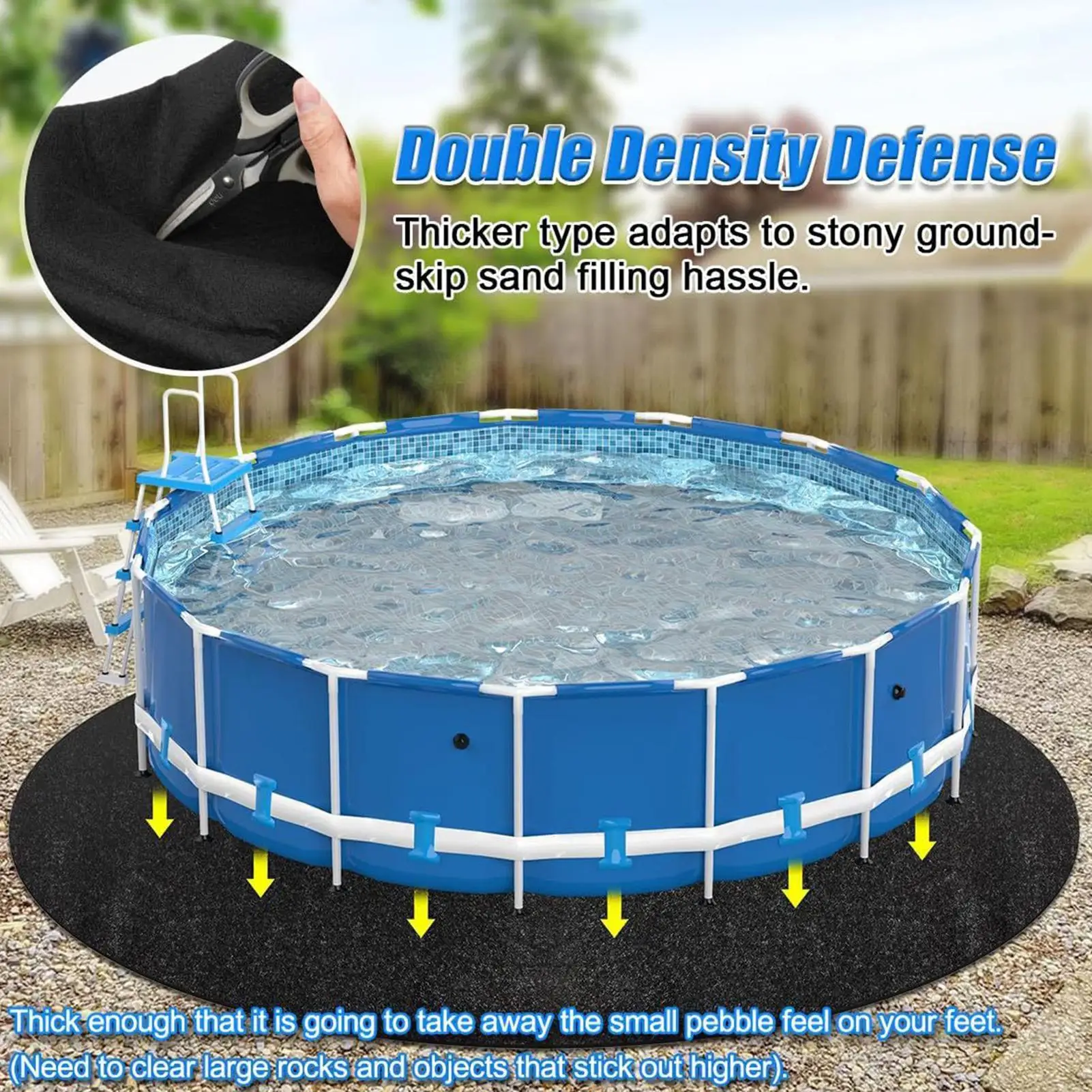 

Round Tub Mat Over Ground Pool Protector Mat Puncture Protection Pad Non-Slip Outdoor Pool Protection Padding Pool Liner Pad