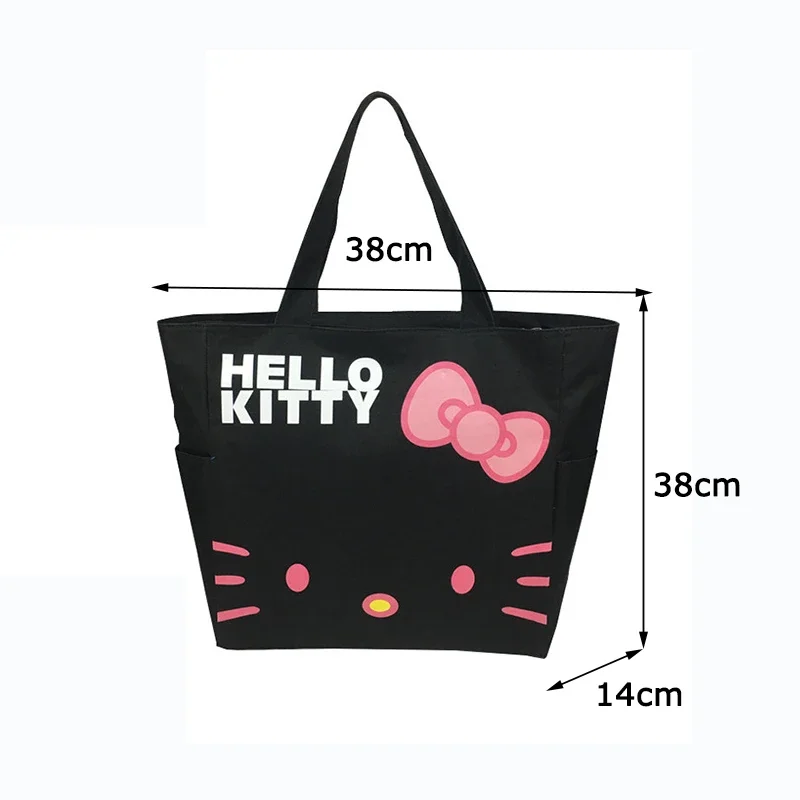 Hello Kitty-monederos y bolsos a la moda, bolsa de lona con dibujos animados, caja de viaje impermeable, Oxford impreso, estuche de compras plegable