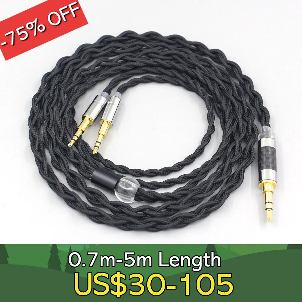 Pure 99% Silver Inside Headphone Nylon Cable For Hifiman HE560 HE-350 HE1000 XiaoMi Headphone 2.5mm pin LN007441