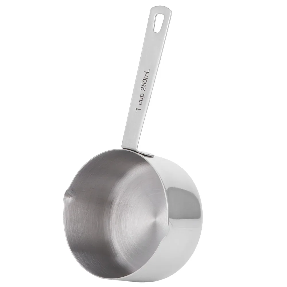 Stainless Steel Measuring Cup Dual Pour Mouth with Handle Measuring Scoop Professional Small Mouth Design Baking Dosing Spoon