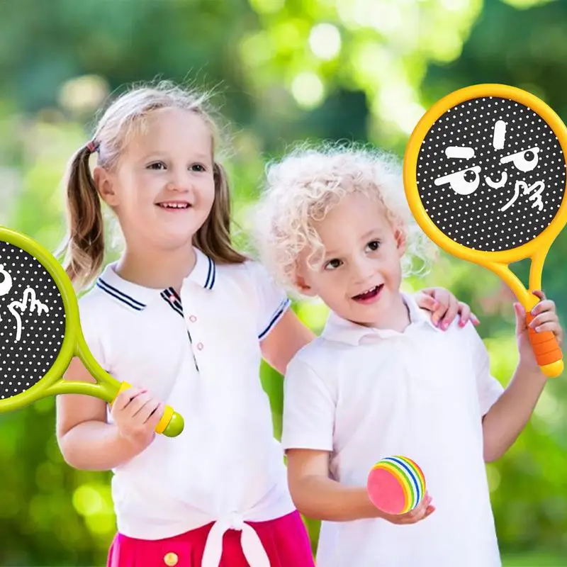 Tennis Racket Kids 2pcs Colorful Badminton And Tennis Racket Multifunctional Kids Fitness Supplies Interactive Sports Toys For