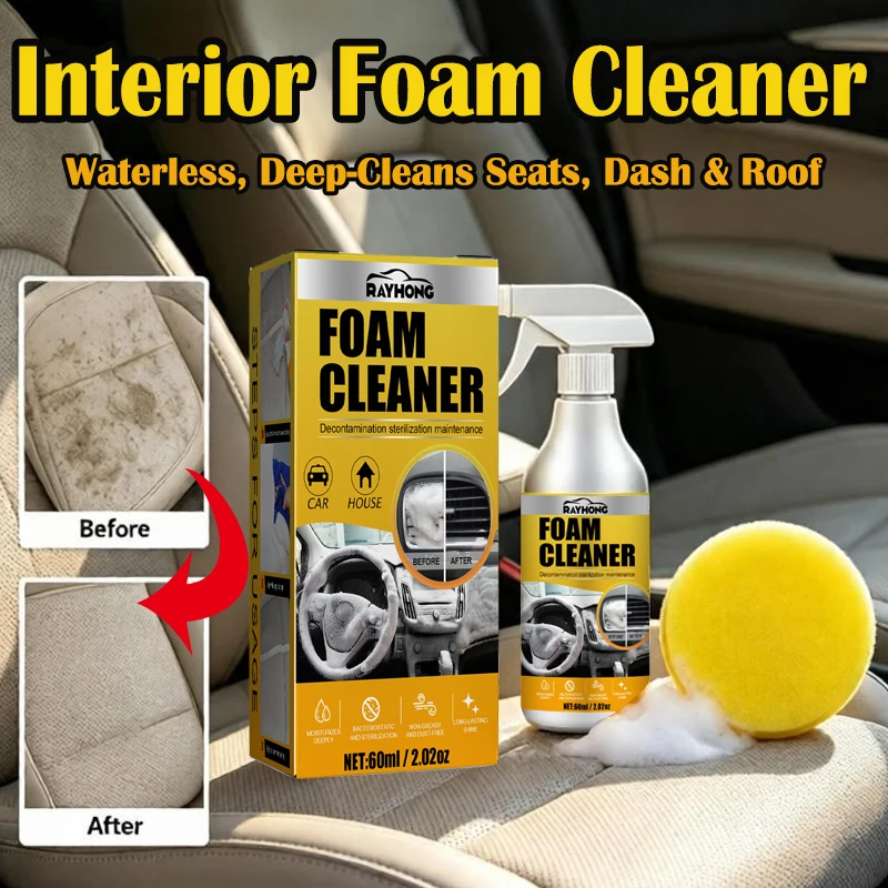 Multifunctional Car Upholstery Cleaner Car Upholstery Seat Waterless Wash Powerful De-Greasing Cleaner Universal
