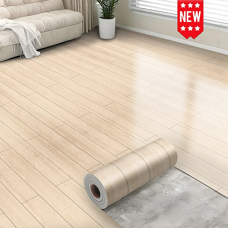 Anti Fouling Wood Pattern Floor Sticker Self Adhesive Waterproof Wear Resistant Flooring for Kitchen Room Renovation