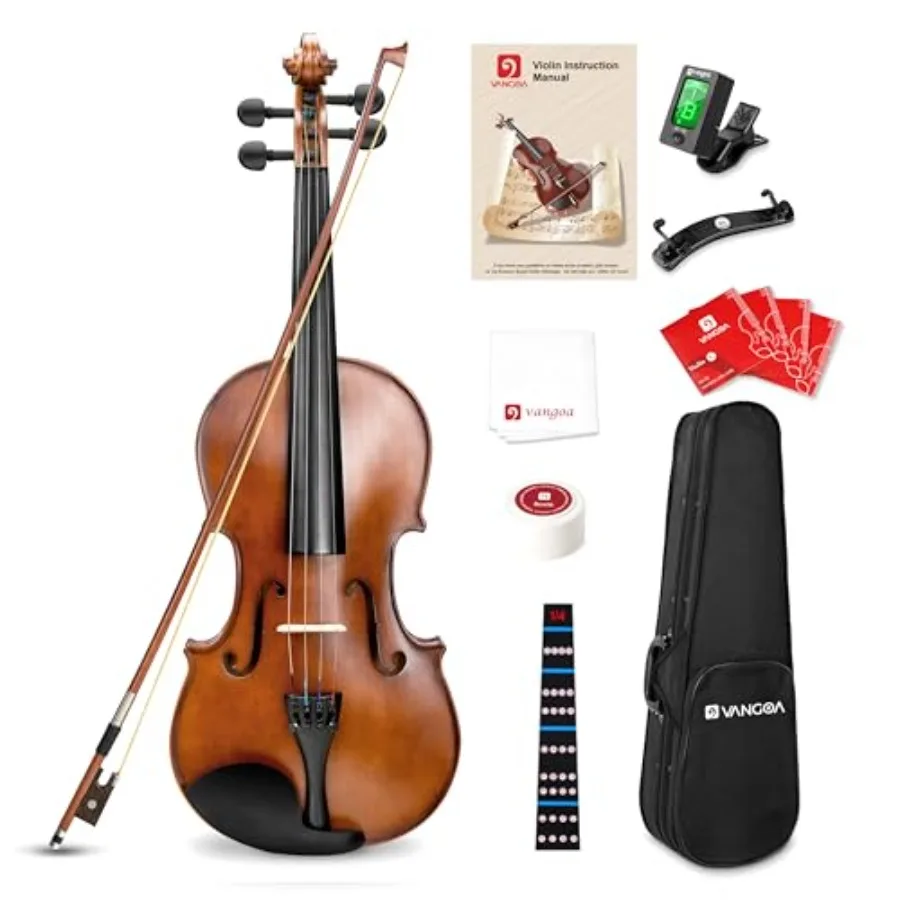 

1/4 Violin Set for Beginner Student Quarter Size Acoustic Violin Starter Kit with Case Rosin Bow Strings Mute Fingerboard Stick