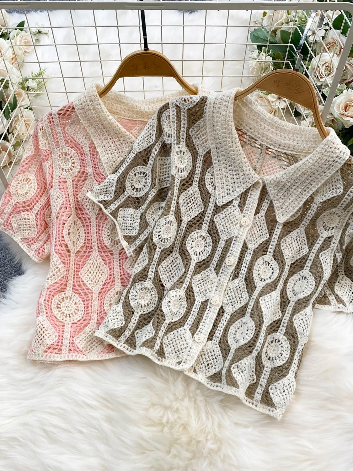 

Bohemian Style Sweet Hooked Hollow out Knitted Top Women's New Vintage Casual Loose Slimming Short Outerwear