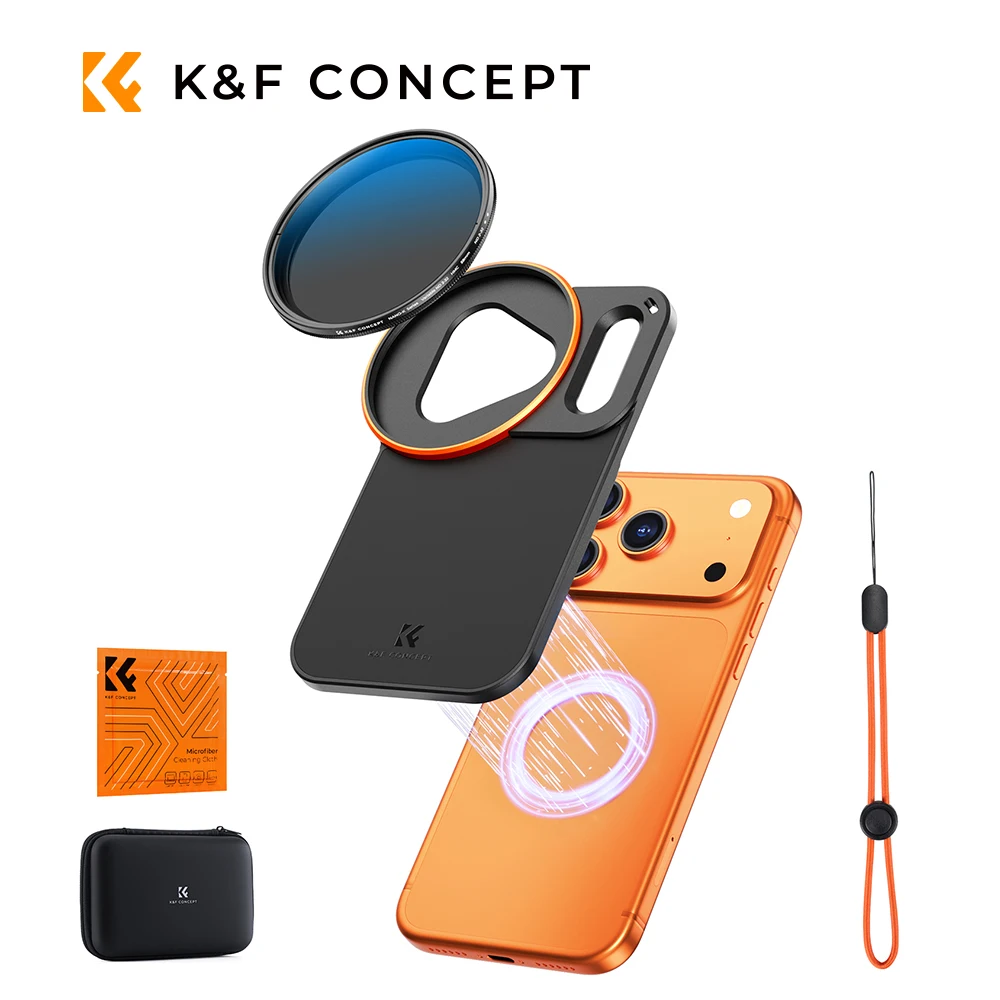 K&F CONCEPT Support de filtre métallique compatible avec iPhone 17 Pro / 17 Pro Max, prise en charge Magsafe, compatible avec filtre fileté 58 mm