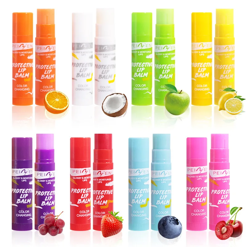 8Pcs/Lot Fruit Flavor Moisturizing Lip Balm Nourishing Repairing Dry and Chapped Lips Colorful Lip Balm Lipstick Makeup