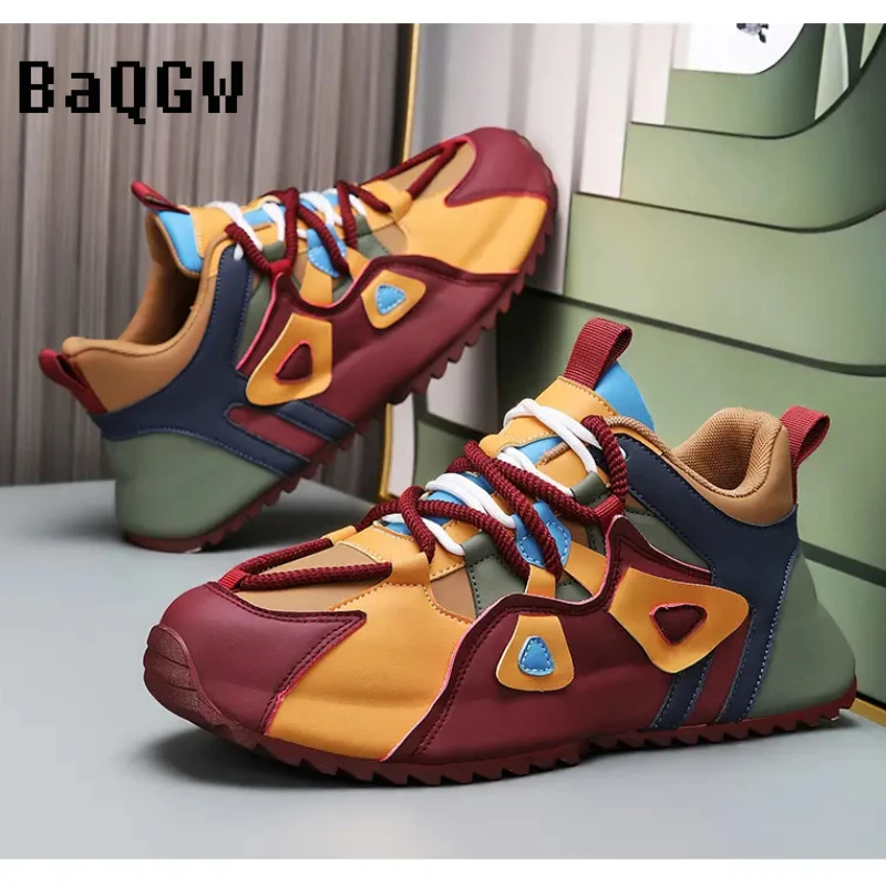 

Designer Color Matching Men's Casual Sneakers Luxury Trend Patchwork Comfortable Outdoor Sport Running Shoes Lace-up Student