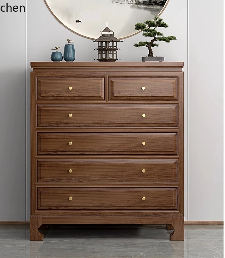 

ZML solid wood chest cabinet household modern simple living room chest bedroom locker