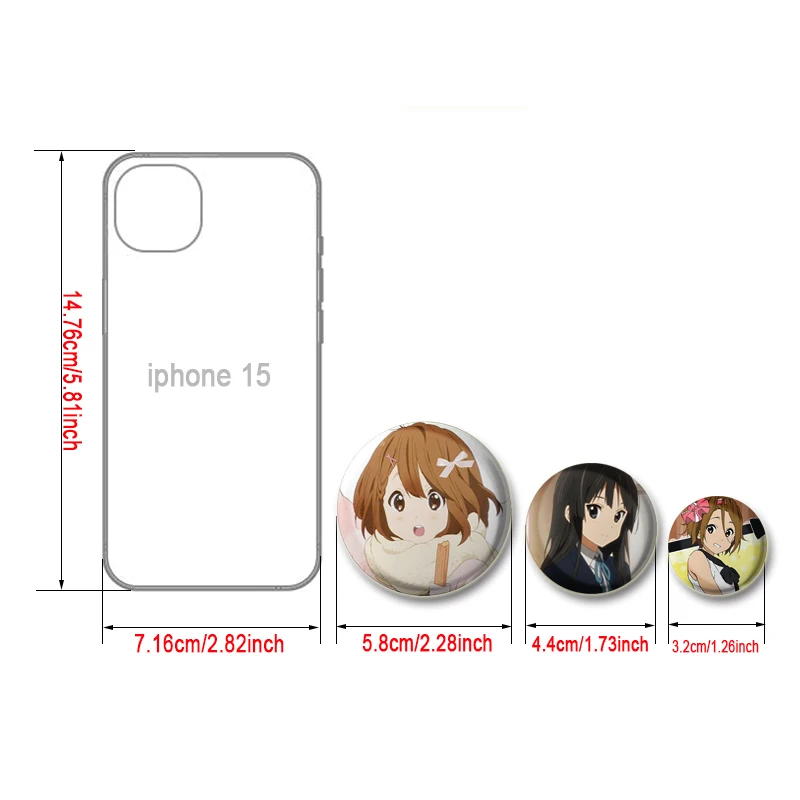 Anime K-ON Brooches Hirasawa Yui Akiyama Mio Cosplay Cartoon Badge Bags Breastpin for Backpacks Clothing Jewelry Handmade Pins