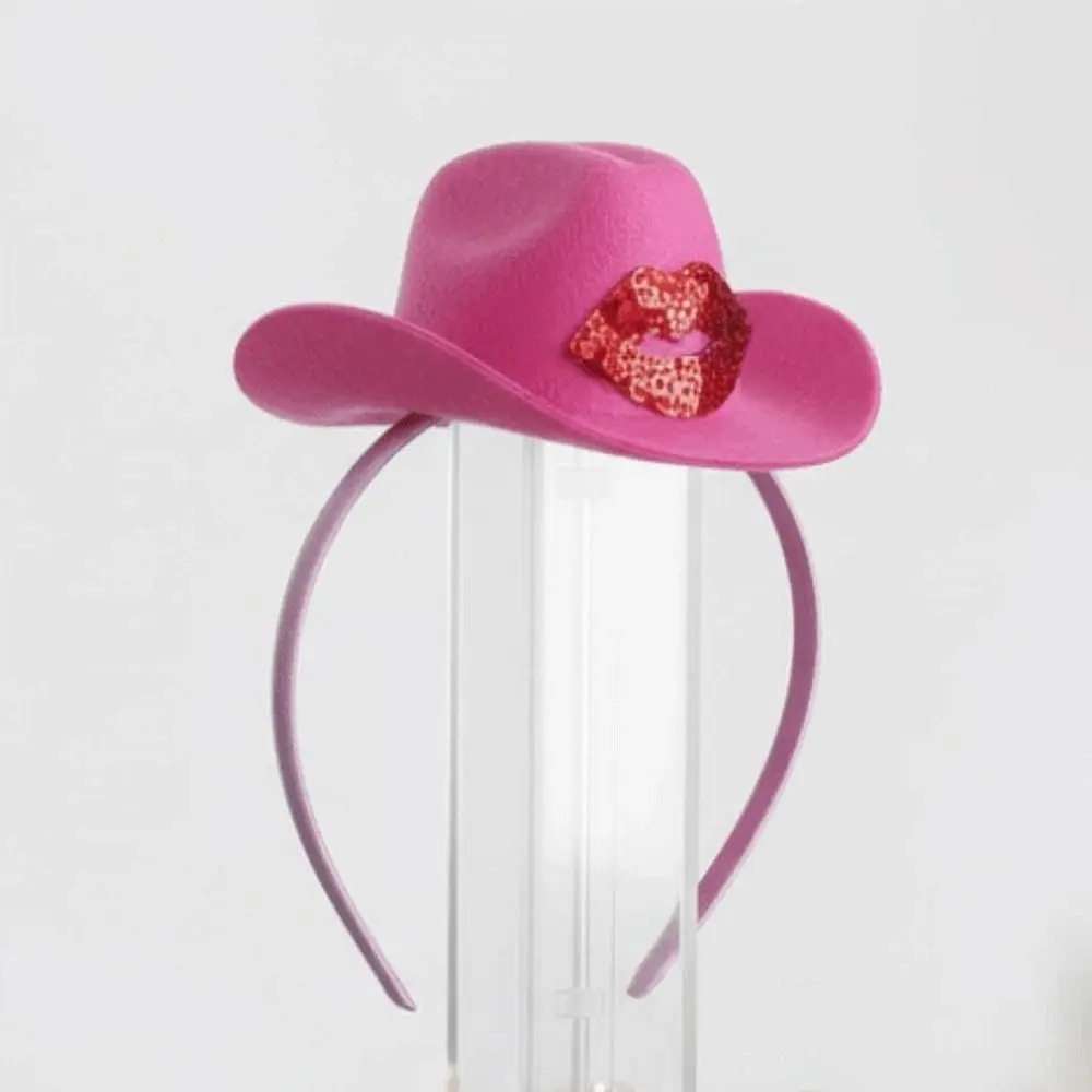 

Funny Felt Valentine's Day Hair Hoop Plastic Sweet Shining Lip Print Hairband Red Pink Festival Hair Accessories Women