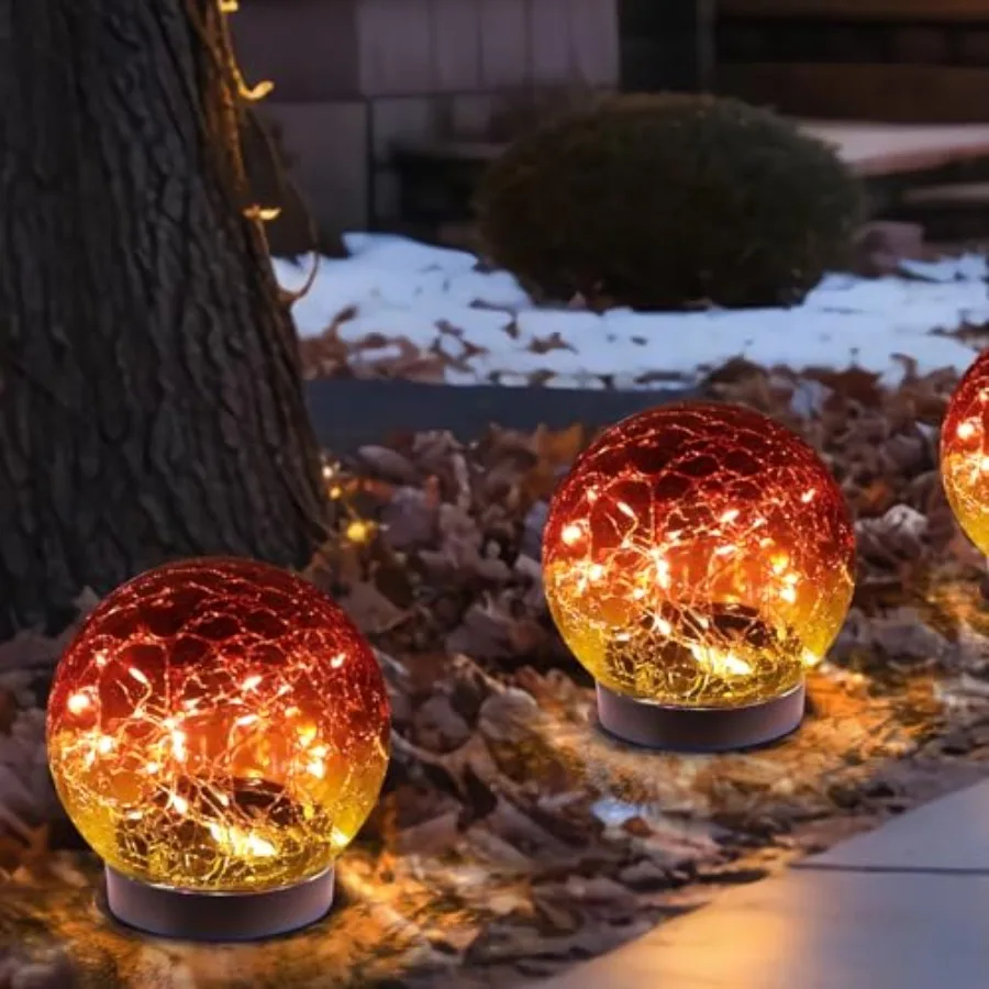 MLKNK Solar Globe Lights Outdoor Waterproof-Solar Balls-Solar Garden Lights-Orbs for Outside 2 Pack Cracked Glass Ball for Lawn