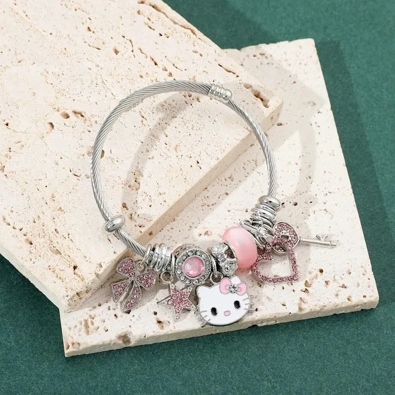 Sanrio Hello Kitty Hand Chain Cartoon Cute KT Cat Kawaii Anime Fashion Women Hand Chain Ornaments Girls Holiday Gifts