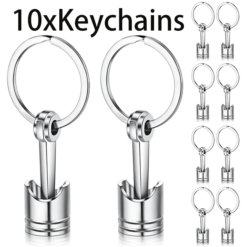 

10Pcs Mini Engine Piston Model Keychain Alloy Key Chain Ring Keyring Keyfob