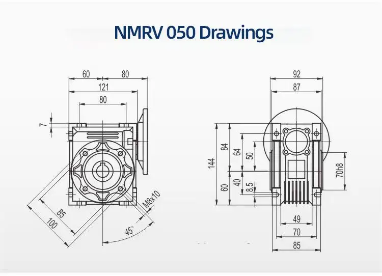 حار بيع دودة والعتاد المخفض 1:60 90 درجة علبة التروس نقل #5